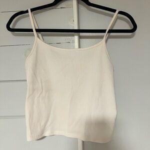 American Eagle Outfitters Ivory Ribbed Tank Top